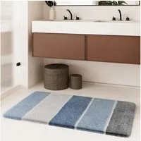 Homie Living Badematte Rio Marina, Höhe 30 mm, rutschhemmend beschichtet, schnell trocknend, fußbodenheizungsgeeignet, Polyester, rechteckig, flauschiger Badteppich, modern gestreift, waschbar, Badezimmerteppich