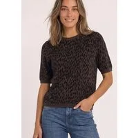 STREET ONE Kurzarmpullover mit Leomuster