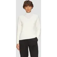 s.Oliver Longpullover Strickpullover Gerippter Strickpullover aus Baumwollmix mit V-Ausschnitt