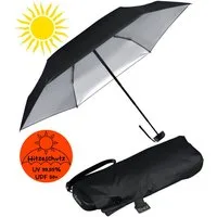 iX-brella Taschenregenschirm Sonnen-Regenschirm mit UPF 50+, UV-Hitze-Schutz, winzig klein, mit Handöffner, innen silber