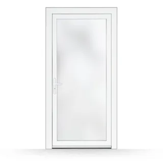 Nebeneingangstür 700 x 2000 mm mit Fenster und Glaseinsatz, Kunststoff, Weiß, Modell Osnabrück, individuell nach Maß