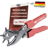 FAMEX Revolverlochzange 3519 Profi Lochzange mit ca. 70 % Hebelübersetzung, Made in Germany 1-tlg., Made in Germany, für Leder, Gürtel uvm.