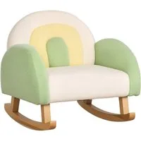 HOMCOM Kindersessel Schaukelstuhl für Kleinkinder Niedliches Design, Schaffell-Imitat Grün (Kindersofa, 1-St., Kindercouch), Grün 50 x 45 x 44 cm