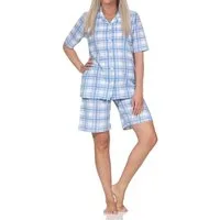Normann Pyjama Normann Damen kurzarm Pyjama Shorty in Karo Optik - auch in Übergröße