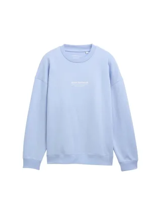 Denim Tom Tailor - Relaxed Sweatshirt mit Logo-Print brunnera blue - Gr. - M