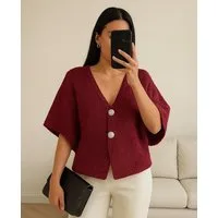 Worldclassca Strickjacke WORLDCLASSCA Strickjacke kurzarm Cardigan Strickpulllover mit Knopf Neue Kollektion - Stilvolle und gemütliche Strickmode für Damen