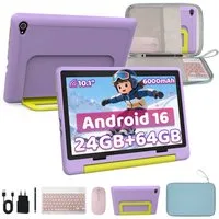 BUFO 10'' Android 64GB 1280x800 HD IPS WiFi 6 Lern Kinder Tablet (10", 64 GB, Android 16, 5G WiFi, Elterliche Kontrolle, mit Tastatur, Stift, Maus und Tasche)
