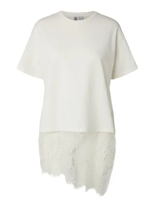 PIECES - PCMAVE SS LACE T-SHIRT JRS DM Cloud Dancer - Gr. - XL