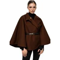 Worldclassca Poncho Worldclassca Poncho Crop Jacke Elegant Umhang Stehkragen mit Gürtel Neue Kollektion - Stilvolle und gemütliche Mode für Damen