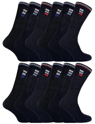 Sock Snob - 12 Paar Herren-Baumwoll-Socken in Weiß & Schwarz - Schwarz