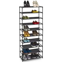 relaxdays Schuhständer Schuhregal Stecksystem 10 Ebenen, schwarz