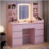 HOMALL Schminktisch Schminktisch Spiegel und LED Mit 7 Schubladen 8 Ablagefächern (GroBe: 110*40*139 cm Einstellbare drei Farbtemperaturen, um thr perfektes Make-up zu prasentieren)