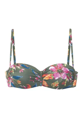 LASCANA - LASCANA Bügel-Bandeau-Top olive print - Gr. - 38D