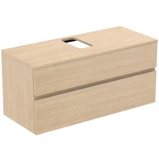 Ideal Standard Waschtischunterschrank Finesse Ausch.mitte 1202x505x558mm 2 Auszüge Eiche weiss, E350 E3504US