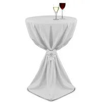 Beautissu Stehtischhusse Stehtischhussen 60 cm x 145cm Giulia, Weiß, Microfaser Hussen mit Satinband für Stehtische Schleife in Weiß