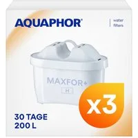 AQUAPHOR Kalk- und Wasserfilter MAXFOR+ H hartes Wasser, Pack 3 - gegen Kalk, Chlor, Schwermetalle, Zubehör für AQUAPHOR Modellen Onyx, Jasper, Amethyst und Tischwasserfilter anderer Hersteller, AQUALEN Technologie. Bis zum 200 L. Kapazität., BPA fre