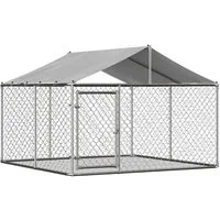 FANNOU Freigehege Outdoor Hundezwinger mit Dach, 230x230x117 cm, mit UV-beständige & wasserdichte Abdeckplane