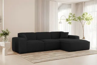 Ecksofa Designersofa CELES PREMIUM in Stoff Sven Schwarz Ottomane Rechts