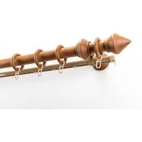 GARESA Gardinenstange Palmo, Ø 28 mm, 2-läufig, Wunschmaßlänge, mit Bohren, verschraubt, Holzwerkstoff, Vorhanggarnitur aus Holz, verlängerbar, mit Ringe/2 Lauf Gleiter