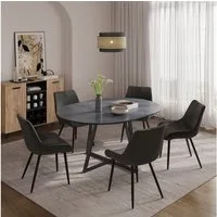 Vicco Esstisch Loyd, Anthrazit/Schwarz, 120 x 120 cm ausziehbar (1-St)