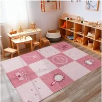 Carpettex Kinderteppich Prinzessin-Design, Rechteckig, Höhe: 7 mm, Teppich Kinderzimmer Prinzessin-Design Rutschfest Waschbar