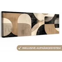 OneMillionCanvasses® Leinwandbild Panorama Abstrakt - Formen - Modern - Beige, Fotodruck (1 St), Wandbild, Deko Schlafzimmer Wohnzimmer Flur 60x20 cm