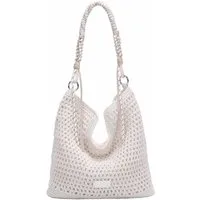 ITALYSHOP24 Schultertasche DAMEN TASCHE Boho Shopper Strohtasche Tote Bag Geflecht Häkeltasche, Textil Basttasche Strand Retro Freizeit Urlaub Sommer Beuteltasche