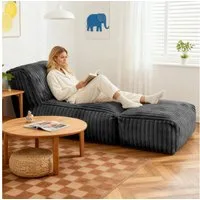 STILVORA Sitzsack Modulare Bodenliege Verwandelbares Schlafsofa Cordstoff Dunkelgrau