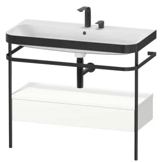 Duravit Happy D.2 Plus c-bonded Set mit Metallkonsole und Schubkasten Weiß Seidenmatt 975x490x850 mm HP4743E3636