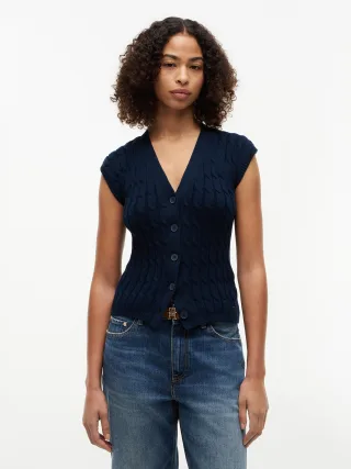 MID GG CABLE VEST CARDI Dark Night Navy - Gr. - M