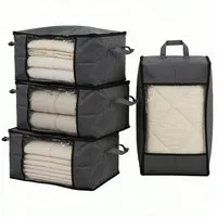 Sekey Aufbewahrungstasche Faltbar Aufbewahrungsbox mit Deckel Aufbewahrungstasche für bettdecken (4-tlg), Kleiderschrank Organizer mit Reißverschluss Griffe Kleidung Bettwäsche