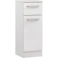 Saphir Unterschrank Quickset 335 Badschrank, 1 Tür, 1 Schublade, 30 cm breit Badezimmer-Unterschrank, Weiß Glanz, Griffe in Chrom Glanz