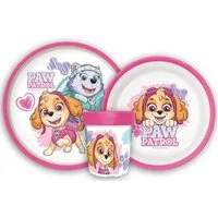 PAW PATROL Kindergeschirr-Set Paw Patrol Skye Everest Kinder Geschirr-Set 3 teilig (3-tlg), 1 Personen, Kunststoff, Becher Teller Schüssel