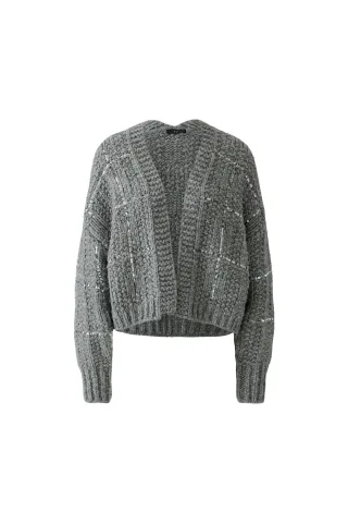 Oui - Strickjacke steel grey - Gr. - 38