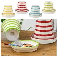 CEPEWA Aschenbecher Sturmaschenbecher 4er Set bunt gestreift Ø12cm Dolomit