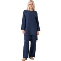 WENOR Hosenanzug Tunika Set aus Musselin 100 % Baumwolle Modest Fashion (2-tlg)
