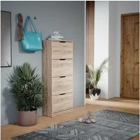 Vicco Schuhkipper Luca, Sonoma, 59 x 137 cm mit 4 Klappschubladen (1 St)