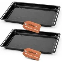 optimumX Backblech Emailliert Backblech, rechteckige Fettpfanne/Kuchenblech für Backofen, (2-St), Emailliert, Extra Tiefe Emaillierte Fettpfanne, Kratzfest & Rostfrei