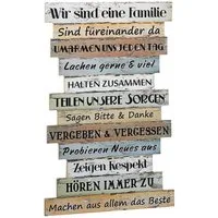 CEPEWA Kunstdruck Plankenschild Familienregeln Sprüche Familie Deko