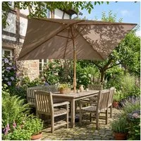 Sekey Sonnenschirm 300 x 200 cm Sonnenschirm Rechteckig Holzoptik Gartenschirm Knickbar, LxB: 300x200 cm, Marktschirm Holzoptik-Schirmstiel, für Garten