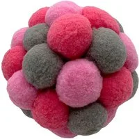 Aumüller Tierball Katzenspielkugel Pink Plush, Pink/Grau, Spielzeug für Katzen, 100% Polyester, Gefüllt mit Katzenminze und Silver Vine