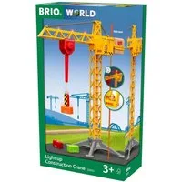 Ravensburger Kinderfahrzeug-Schienen BRIO World 33835 Großer Baukran mit Licht – Zubehör für die BRIO