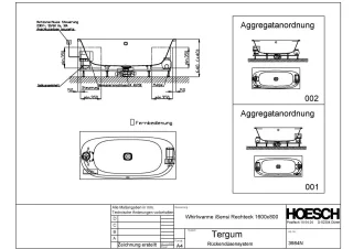 Hoesch Monolith Einbau Whirlwanne iSensi Rechteck 1600x800 mit System Tergum 3984N.010305001