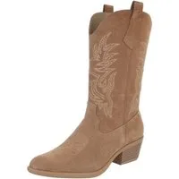 Ital-Design Damen Westernstiefel Echtleder mit Blockabsatz Westernstiefel (92002365) Blockabsatz Stiefel in Hellbraun