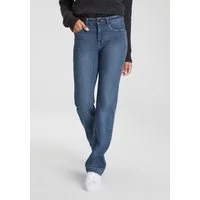 Arizona Weite Jeans weite Beinform, Used-Look-Waschung, hohe Taille