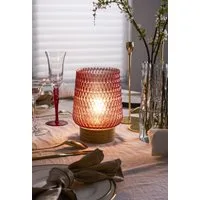 Pauleen LED Tischleuchte Rose Glamour mobile Rosa Glas/Holz, Leuchtmittel wechselbar, Warmweiß, E27, Timer Batterie