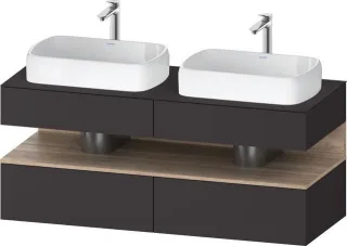 Duravit Qatego Konsolenwaschtischunterbau wandhängend Graphit Supermatt 1400x550x600 mm - QA47670558 QA4767055800010
