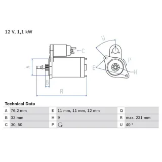 Bosch Anlasser 1,1 kW Ford Galaxy 2,3