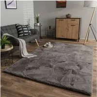 TT Home Teppich Diele, Esszimmer, Flur, Kinderzimmer, Schlafzimmer, Wohnzimmer, Rechteckig, Höhe: 39 mm, Wohnzimmer Hochflor Teppich Langflor Soft Kaninchenfell Fell Imitat We