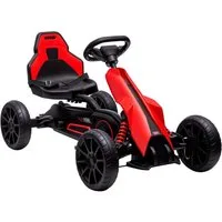HOMCOM Go-Kart Kinderfahrzeug mit verstellbarem Sitz, Tretauto, Outdoor, für Kinder, Rot